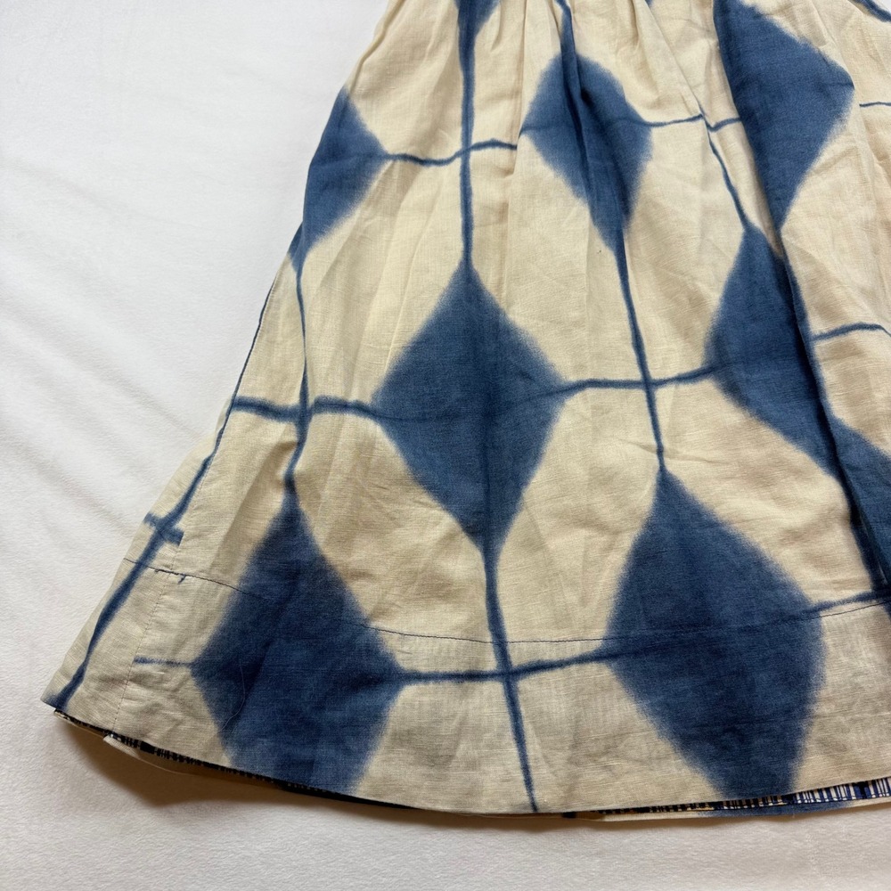 Anthropologie Maeve Halter Midi Dress Blue White Tie Dye Diamond Mixed Print - Picture 4 of 16